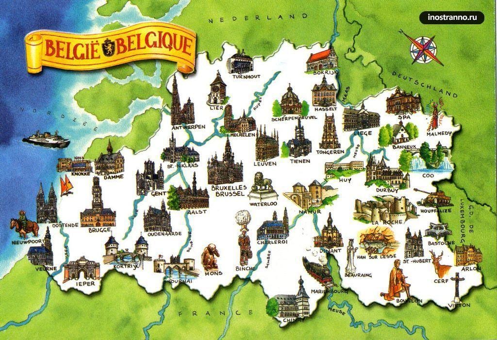 地図のベルギーの名所