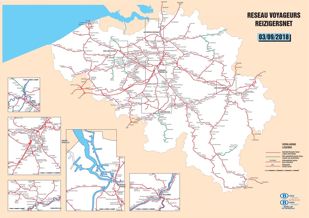 ベルギーの駅の地図