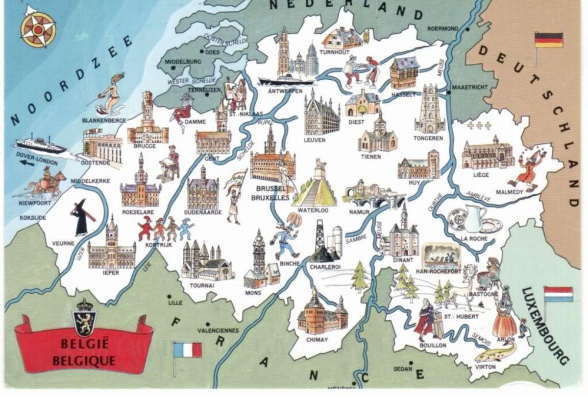 ベルギーの観光名所の地図