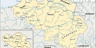 地図のベルギーおよび周辺諸国