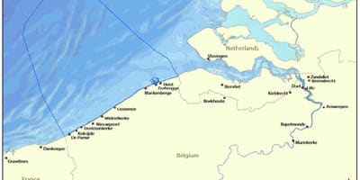 地図のベルギー沿岸