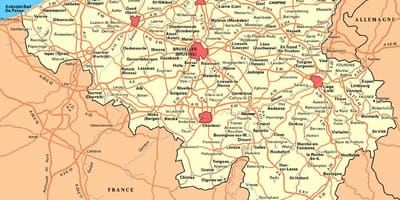 地図の詳細なベルギー